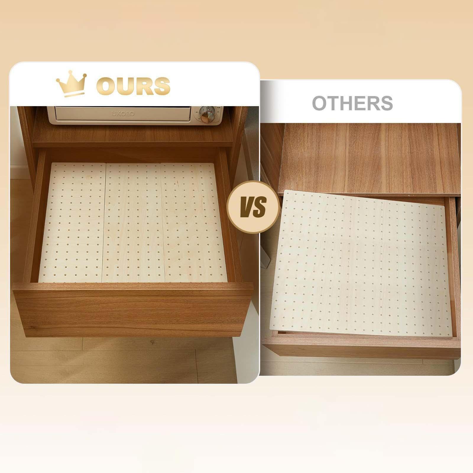 Drawer Organizer Peg - Holzfarbener Schubladeneinsatz mit Verstellbaren Steckplatten, Geschirraufbewahrung