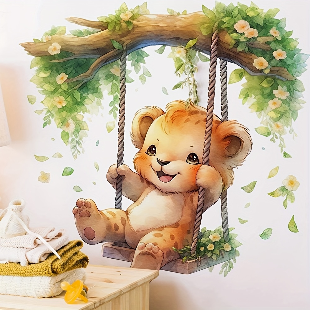 Furniture Paradise & Hardware Ghaziabad Photos - 1 Cartoon-Tierparadies, niedlicher kleiner Leopard, Schaukel-Wandaufkleber,