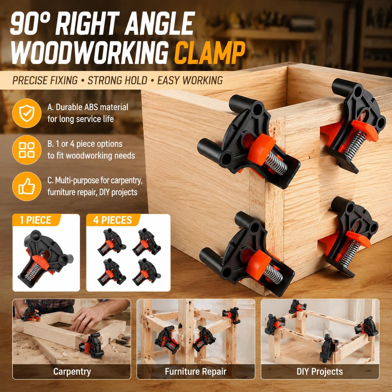 Furniture Hardware - Premium Holzbearbeitungs-Winkelspanner-Set (90 Grad) für Schrankmontage,