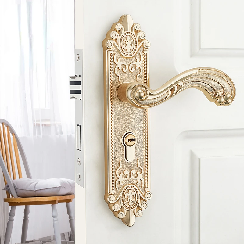 Furniture Hardware And Fittings - Europäischer geräuscharmer Innentürgriff, luxuriöses, diebstahlsicheres Türschloss,