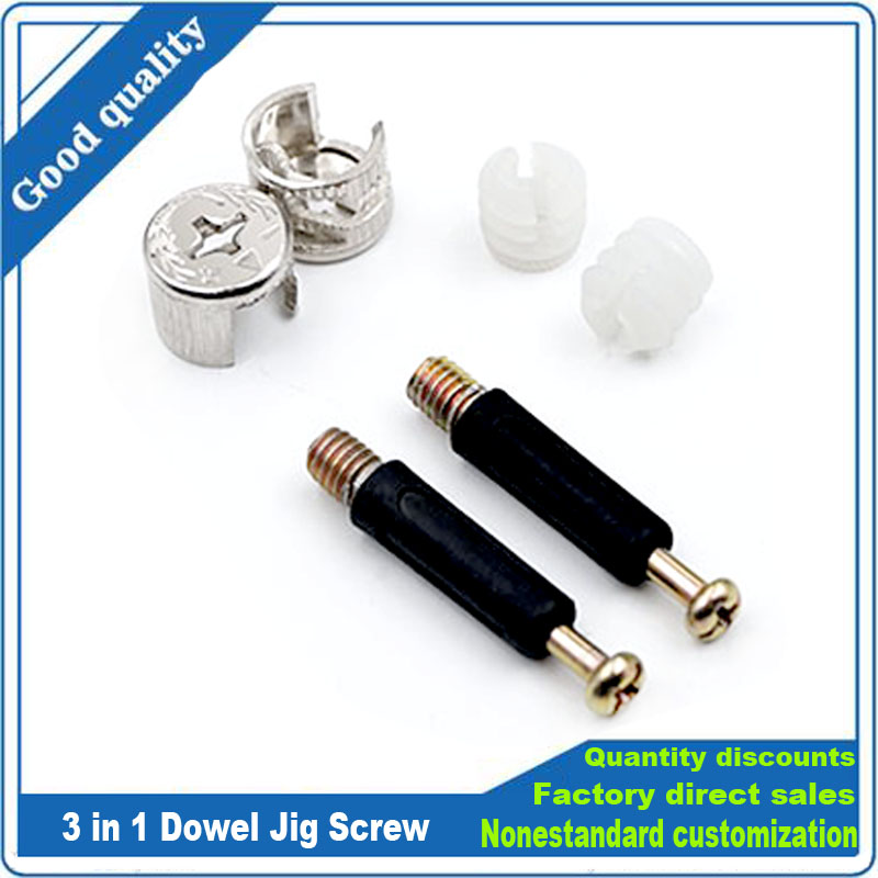 Furniture Hardware Screws - 3-in-1 Dübel-Vorrichtung Schrauben-Möbelverbindungsset Exzentrische Radmutter Nockenmutter