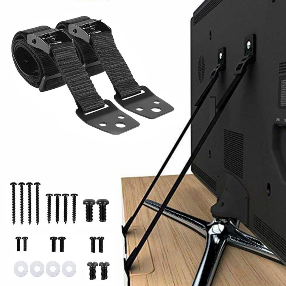 Furniture Hardware Manufacturers - 2er-Pack verstellbare TV-Sicherheitsgurte, selbstklebende Anti-Kipp-Möbelankern ohne