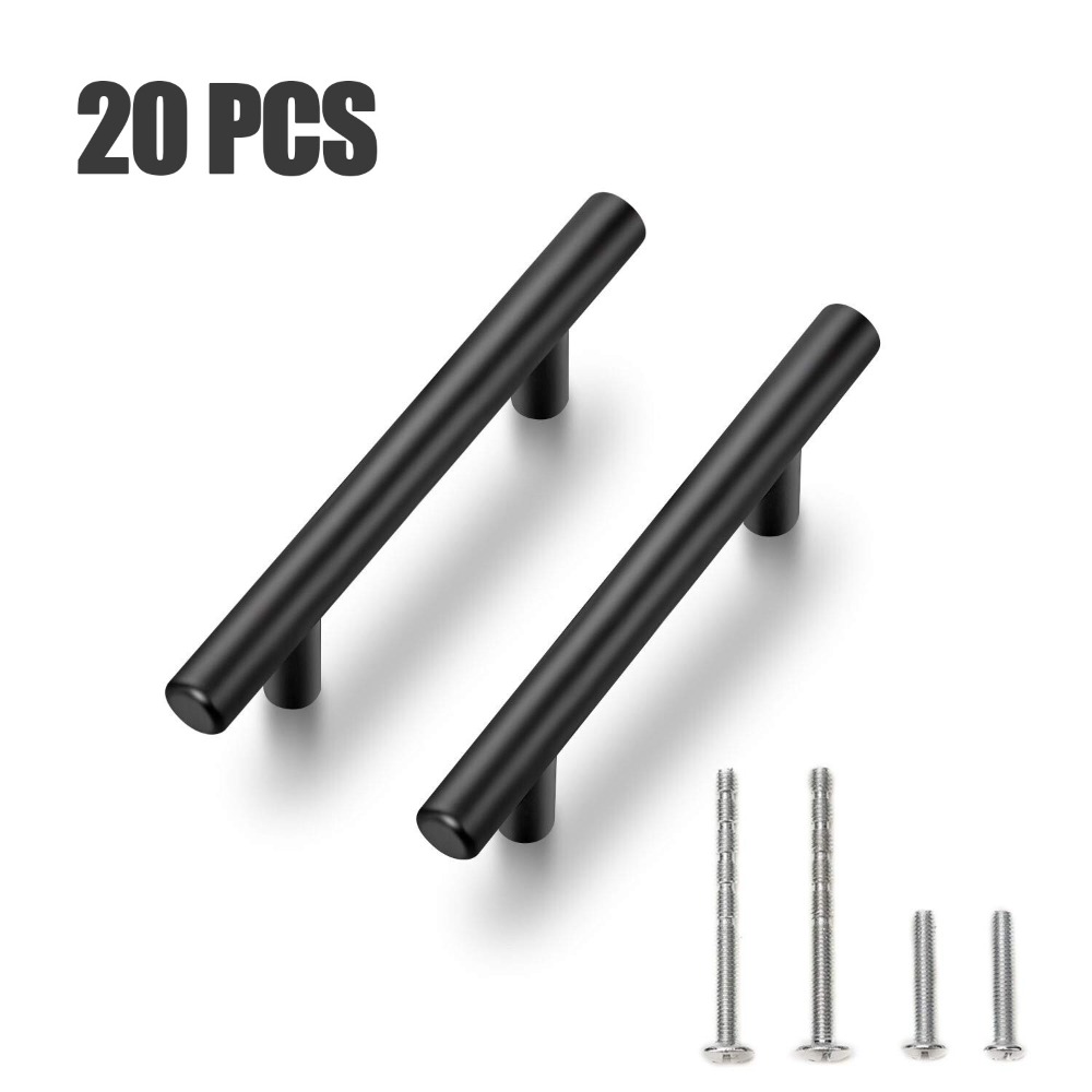 Furniture Hardware Design - 20 Stück Schrankgriffe, mattschwarz, Edelstahl, Kommode,